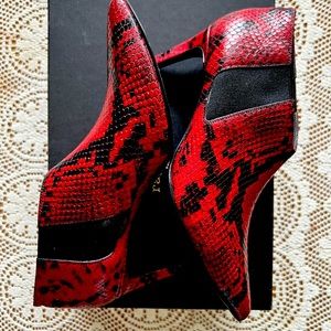 Rag & Bone red snakeskin ankle boots